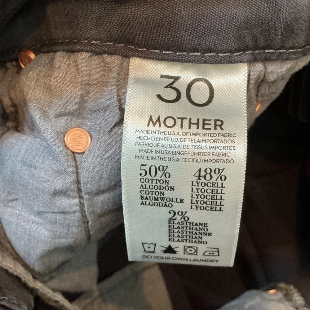 Mother The Looker Skinny Jeans Grey Mid Rise Stretch Denim 30 Made in USA